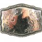 Western Rodeo Cowboy Silvertone Belt Buckle Unbranded Made In USA 3416a