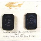Genuine Imperial Damascene Inlaid Sterling 24K Gold Earrings Unbranded Card