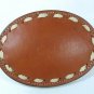 1960's-70's Western Cowgirls Tan w/ White Stitching Leather Belt Buckle 62416bb