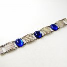 Art Deco Silver Tone & Blue Bracelet 91216