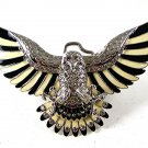 Vintage Large American Eagle Black Yellow Rhinestones Belt Buckle 103116