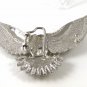 Vintage Large American Eagle Black Yellow Rhinestones Belt Buckle 103116