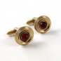 1960's Gold Tone & Red Cufflnks By HICKOK USA 91616