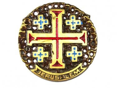 Vintage Jerusalem Crosses Brass Medal / Medallion Made In Israel 31416