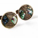 Taxco Mexican Sterling Silver Abalone Cufflinks By LORENZO RAFAEL 41416