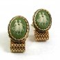 1970's Goldtone Green 2 Dancing Ladies Girls Wrap Around Cufflinks 111317