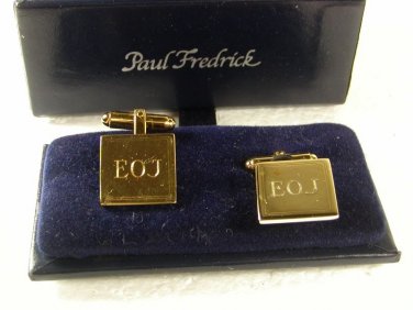 Goldtone Initials EOJ Cufflinks by HAYWARD in Paul Fredrick Box 31816