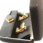 1970's Tiger Eye Wrap Around Cufflinks Tie Tac Unbranded In Box 31816