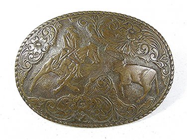 Vintage Western Cowboy Rodeo Calf Roping Belt Buckle 81616