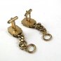 1970's Silver Tone & Tiger Eye Around Cufflinks Marked w/ S In Shield 1317