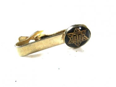 Vintage 1950's Silvertone Jewish Star of David Torah Tie Clasp Unbranded 81215