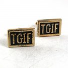 Vintage Goldtone Black TGIF Thank G*d It's Friday Cufflinks 10917