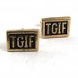 Vintage Goldtone Black TGIF Thank G*d It's Friday Cufflinks 10917
