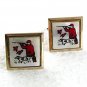 1950's Mother of Pearl Hunter Rifle Bird Dog Cufflinks 8417