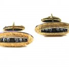 Dressy Sterling Silver  & Blue Rhinestones Cufflinks by Da Vinci 10315