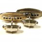 Dressy Sterling Silver  & Blue Rhinestones Cufflinks by Da Vinci 10315