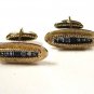 Dressy Sterling Silver  & Blue Rhinestones Cufflinks by Da Vinci 10315