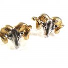 Vintage Goldtone & Silvertone Big Horn Sheep Cufflinks By HICKOK USA 62217