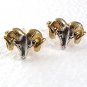 Vintage Goldtone & Silvertone Big Horn Sheep Cufflinks By HICKOK USA 62217