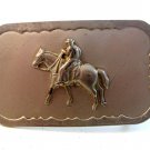Vintage Nickle Plated Cowboy on Horse Western Belt Buckle