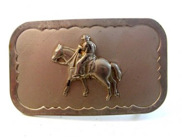 Vintage Nickle Plated Cowboy on Horse Western Belt Buckle
