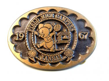 Vintage 1967 Field Mice Campers Kansas Belt Buckle