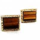 Vintage 1970's Goldtone & Tiger Eye Cufflinks 10917