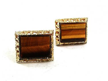 Vintage 1970's Goldtone & Tiger Eye Cufflinks 10917