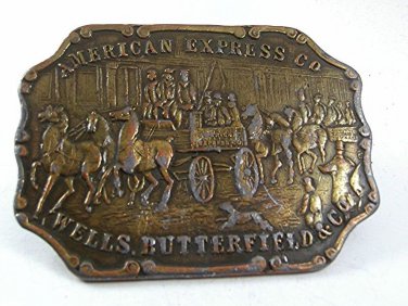 Vintage AMERICAN EXPRESS WELLS BUTTERFIELD Belt Buckle 112417