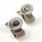 1970's Silver Tone & Black Wrap Around Cufflinks By DANTE 93016