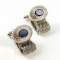 1970's Silver Tone & Black Wrap Around Cufflinks By DANTE 93016