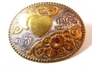 Ladies Crumrine Harry Gist Entwined Hearts Belt Buckle