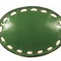1960's-70's Western Cowgirls Green w/ White Stitching Leather Belt Buckle 62416