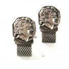 1970's Silvertone Mythical Creature Pan Wrap Around Cufflinks By SWANK 41116