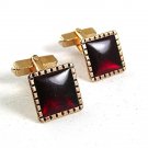Vintage 1/20 12Kt Gold Filled & Red Cufflinks By SWANK 81617