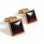 Vintage 1/20 12Kt Gold Filled & Red Cufflinks By SWANK 81617
