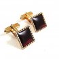 Vintage 1/20 12Kt Gold Filled & Red Cufflinks By SWANK 81617