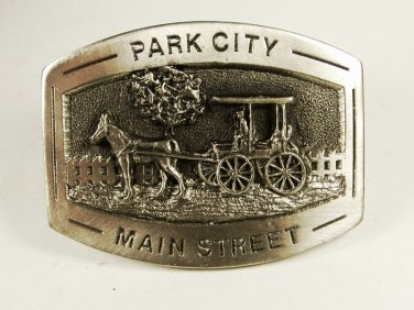 1987 Park City Utah Main Street Belt Buckle by Michael Ricker 11215 w Box