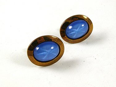 Vintage Gold Tone & Blue Cufflinks 111416