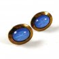 Vintage Gold Tone & Blue Cufflinks 111416