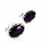 1960's - 70's Silver Tone & Purple Cufflinks 93016
