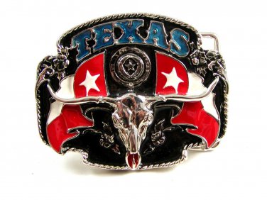 Texas Longhorn Enameled Belt Buckle 2182014