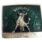 Vintage SCHLITZ Malt Liquour Enameled Belt Buckle 7617