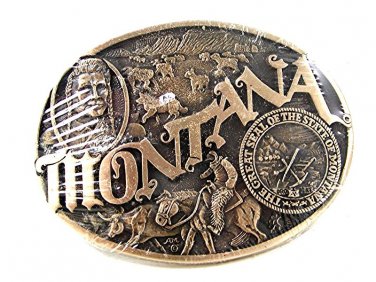 Vintage MONTANA Solid Brass Belt Buckle By ADM First Edition 121216 MINT IN PLAS