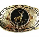 Vintage Gold Tone Buck Deer Belt Buckle 22817