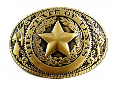 The State of Texas Brushed Goldtone w/ Black Belt Buckle Unbranded 5316