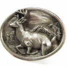 1984 Buck Deer In Woods Belt Buckle by Bergamont Made In USA 8615