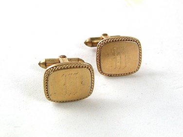 Vintage Goldtone Initial Letter W Cufflinks By CORRECT QUALITY 6317