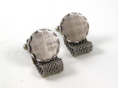 1970's Round Silver Tone Wrap Around Cufflinks 111216