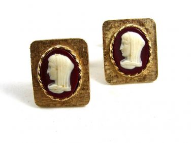 Vintage Marked Goldtone & Lady in White Cufflinks 10222013